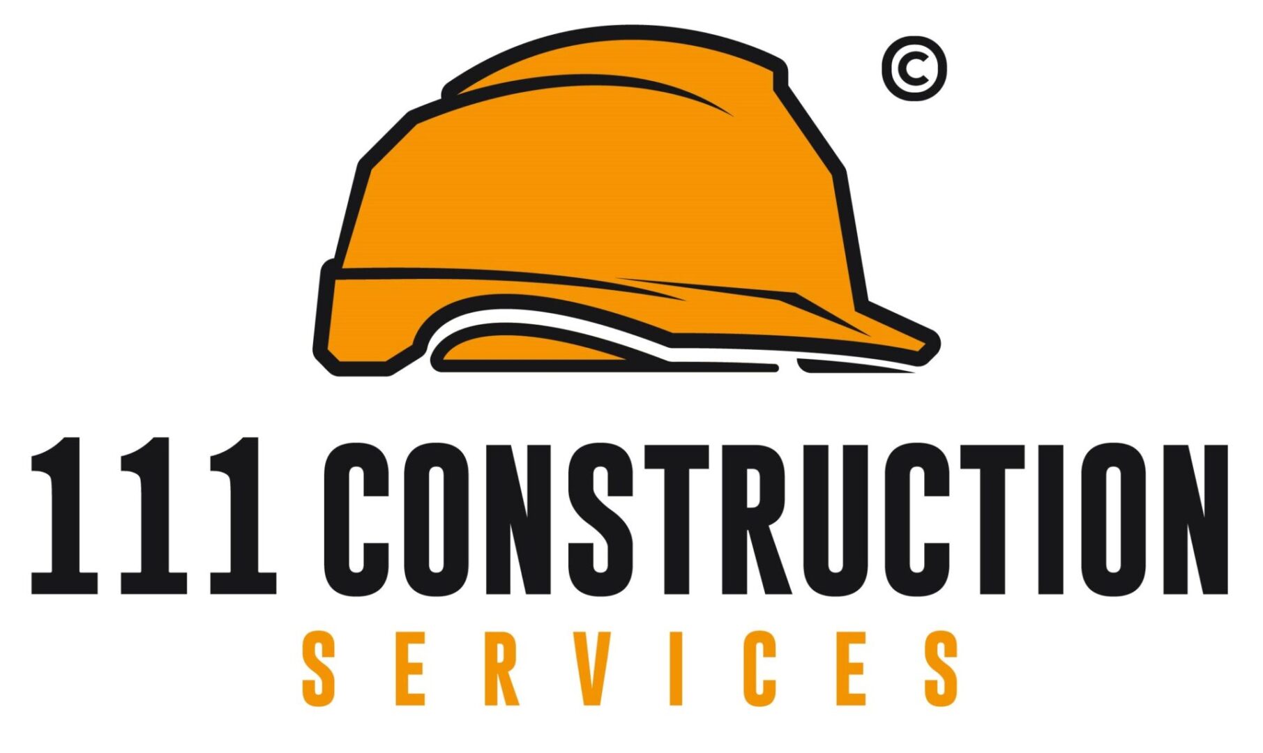 Orange hard hat logo, 111 Construction Services.