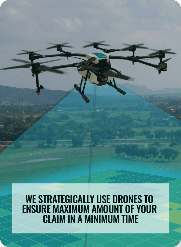 Multi-rotor drone surveying rural landscape